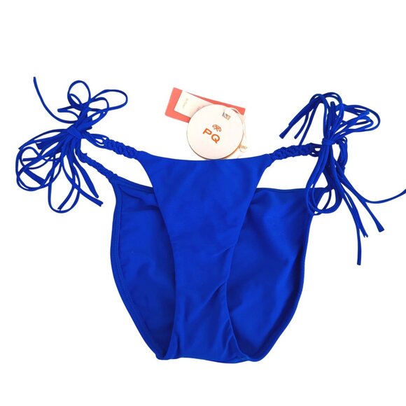 PQ Swim Blue Macramé Tie-Side Bikini Bottoms Size XS Boho Beach Babe Vibes - Picture 3 of 11